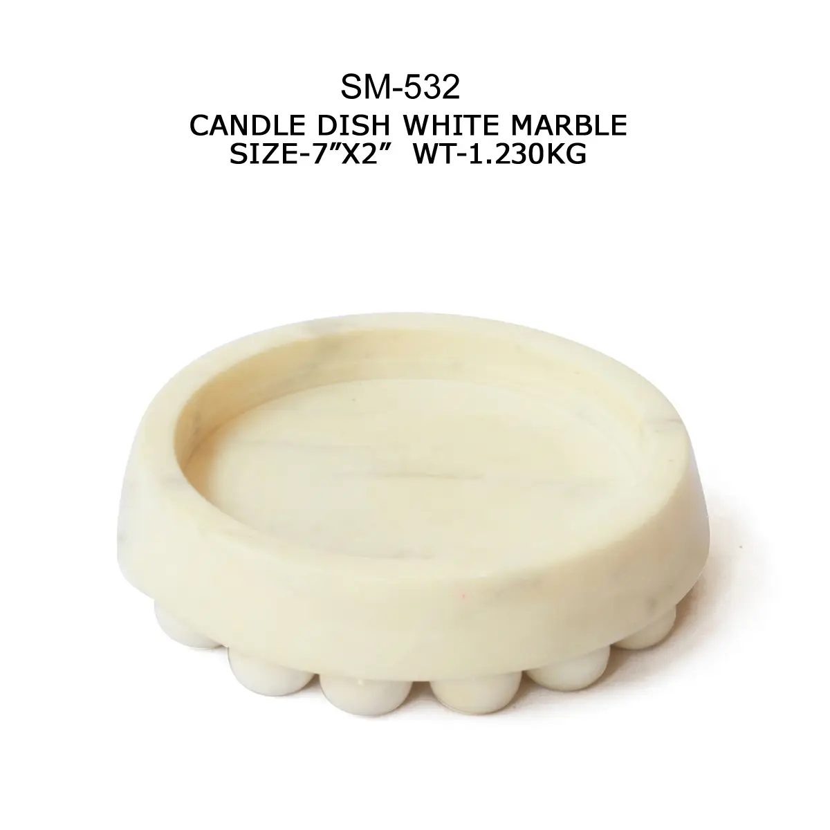 CANDLE DISH WHITE MARBLE